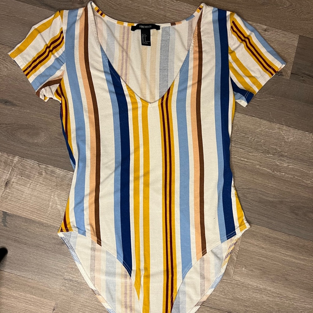 Forever 21 Multicolored Striped Bodysuit